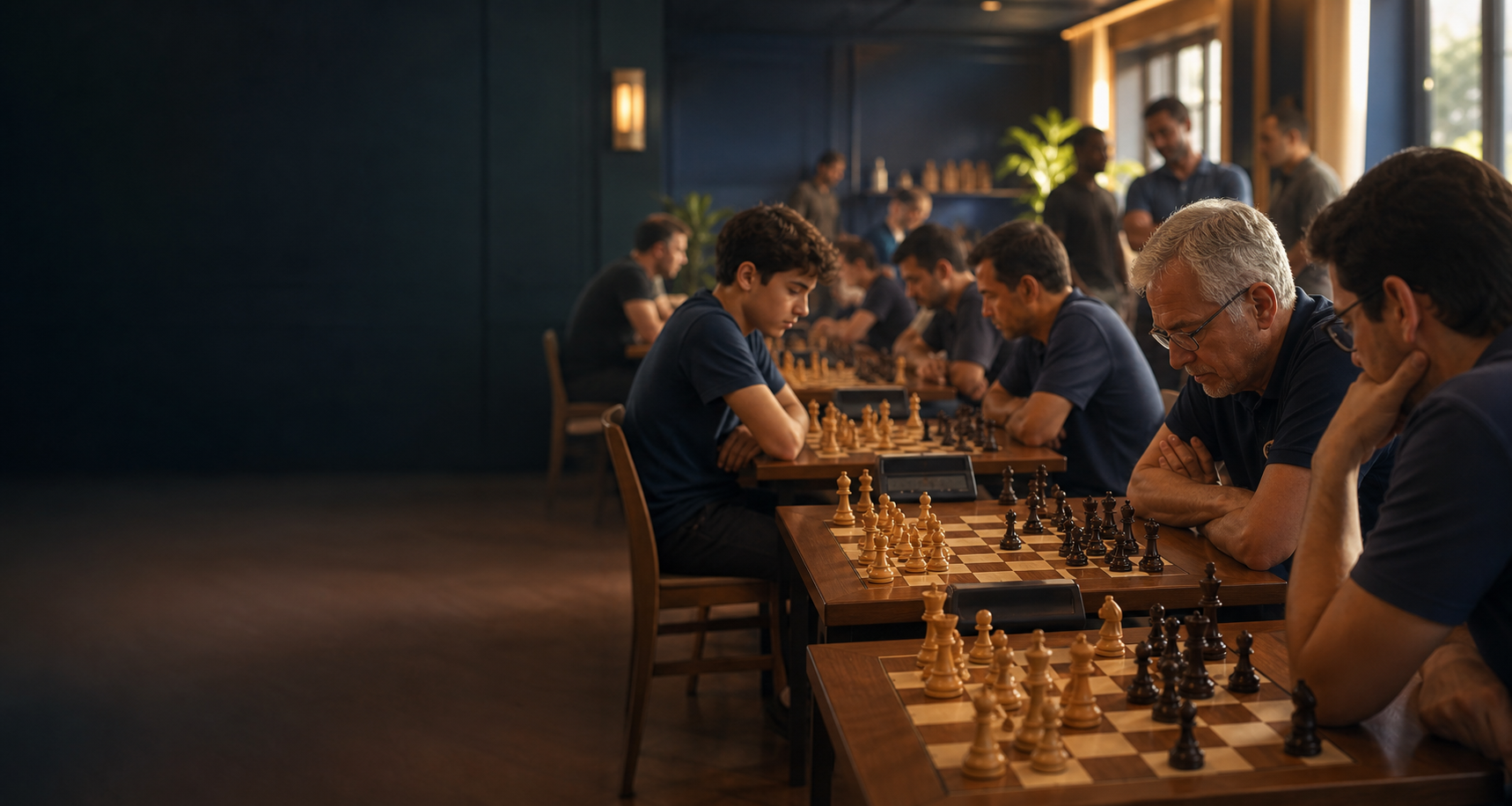 Pessoas jogando xadrez em um clube
